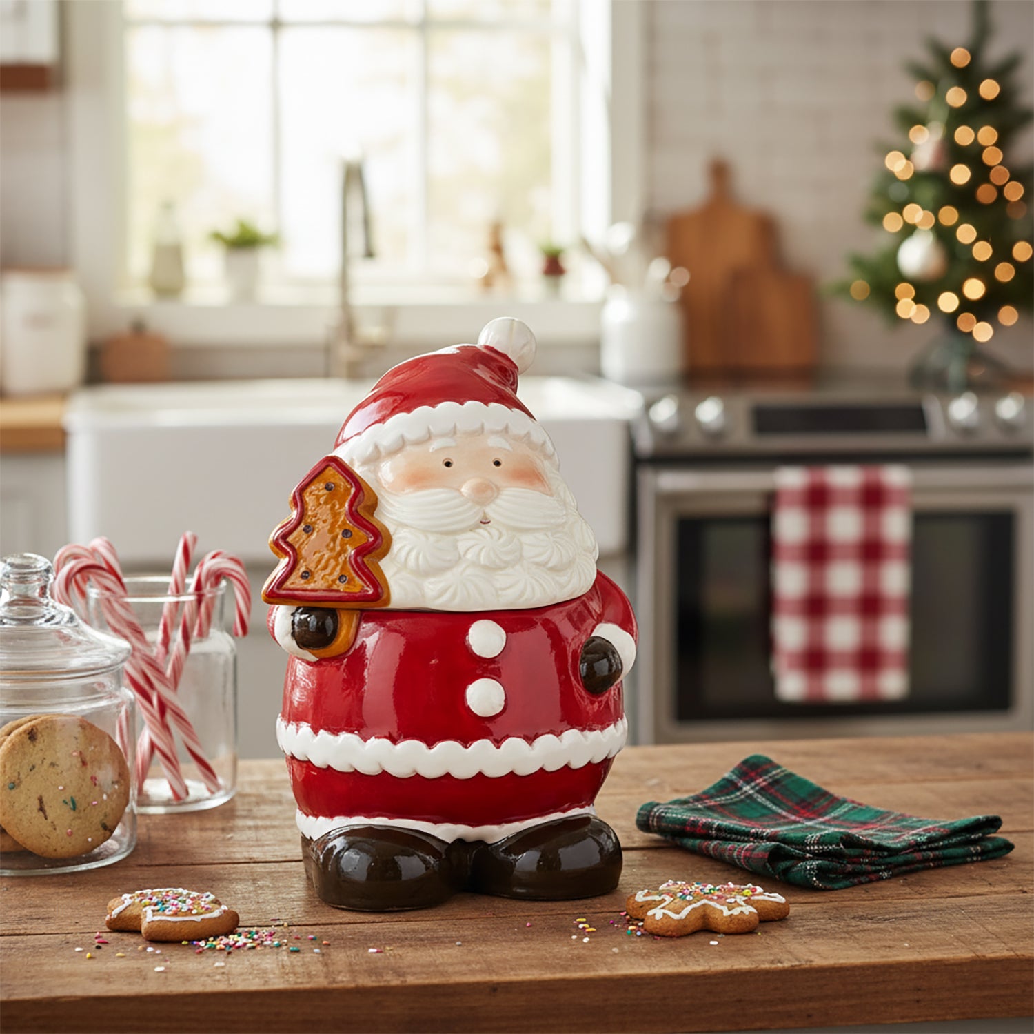 VESTIAMO CASA GRAN NATALE - Cofanetto Natalizio Babbo Natale in Dolomite h22,5 cm diametro 15 cm